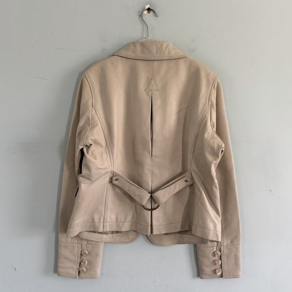 Wilsons Leather Vintage Maxima 90’s Cream Leather Blazer Jacket - Picture 3 of 5